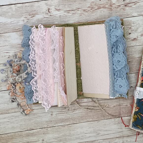 Small Red Floral Junk Journal, Handmade Recycled Journal, Chunky Junk Journal - Picture 10 of 16